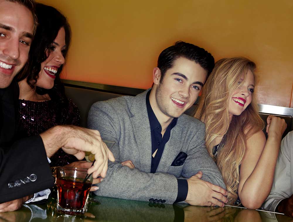 Young crowd at a night club enjoying the music of the Long Island Jazz Orchestra.