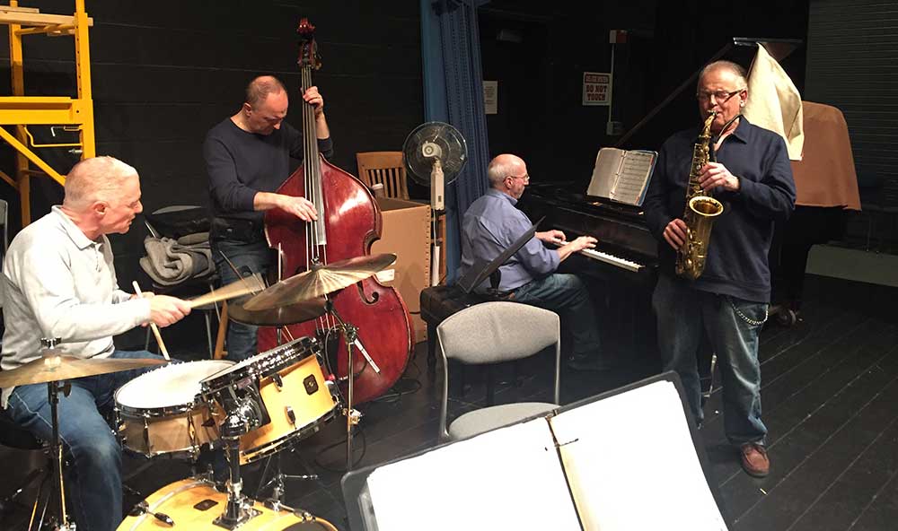The Mike Ficco Quartet rehearsing.