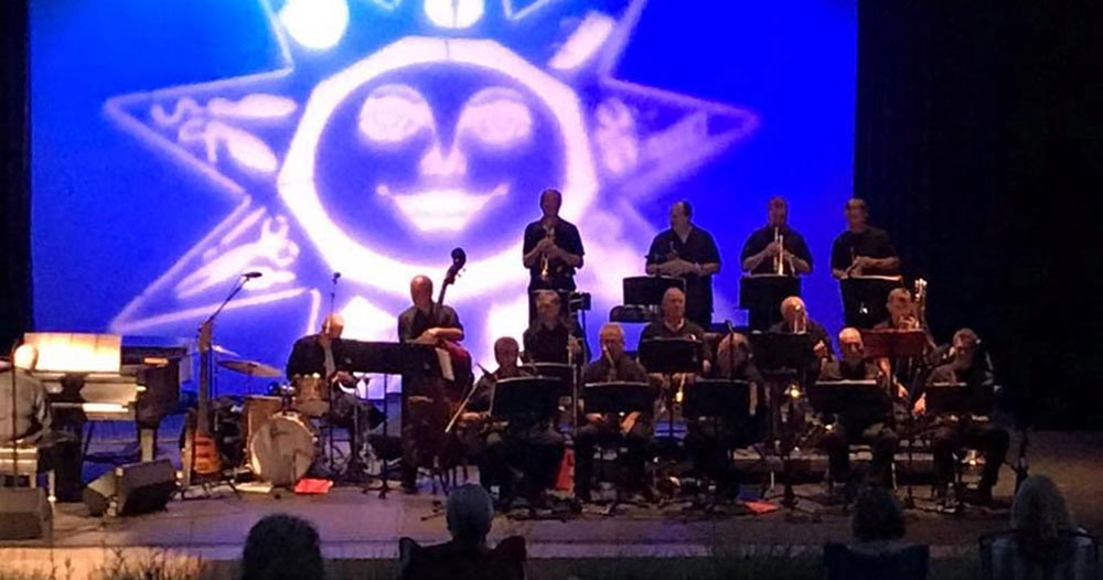 The Long Island Jazz Orchestra performing on the Chapin Rainbow Stage during the Huntington, NY Summer Festival.